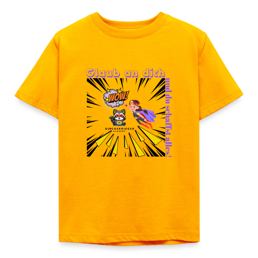 Glückskrieger Kinder T-Shirt – Glaub an dich - gold