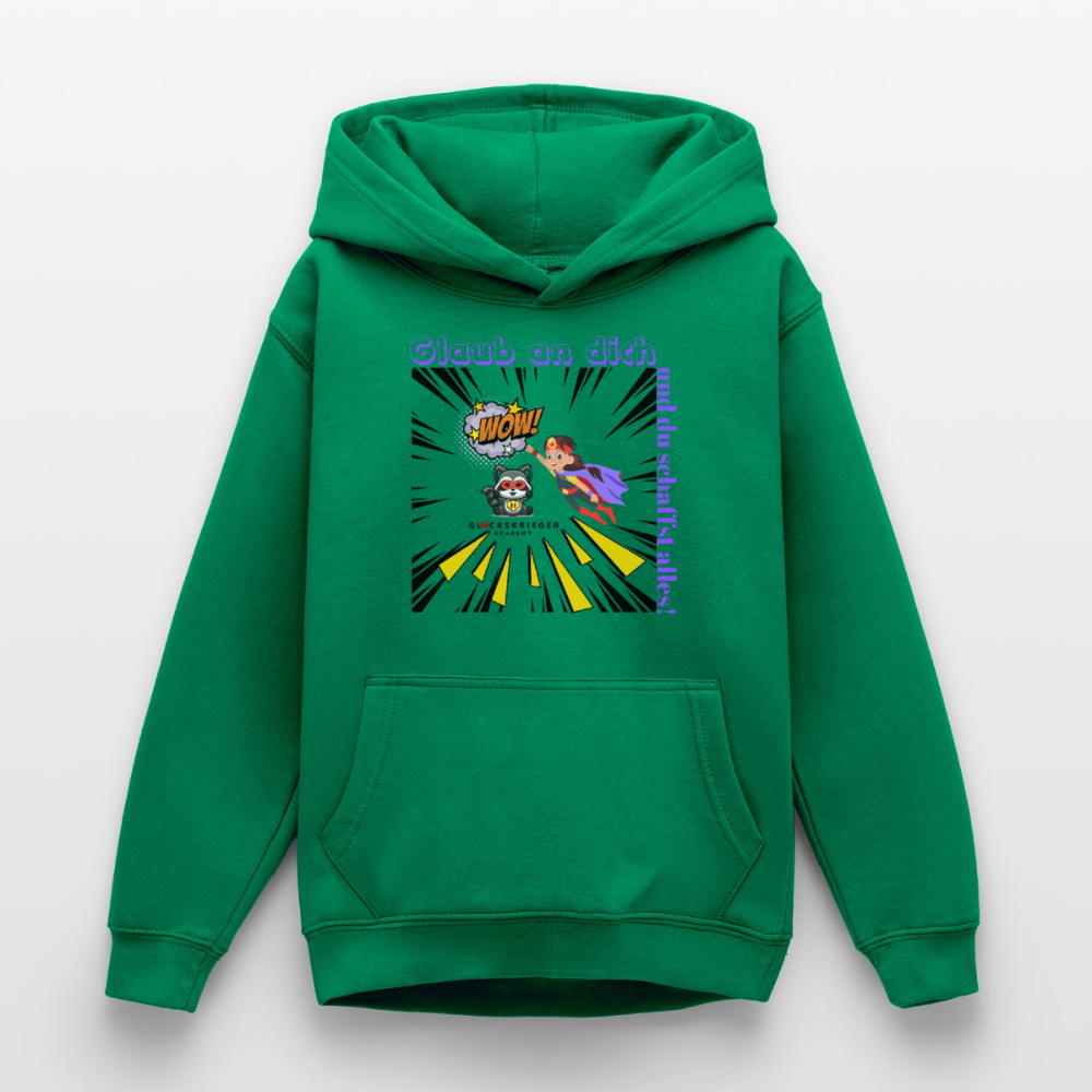 Glückskrieger Hoodie für Teens– Glaub an dich - kelly green