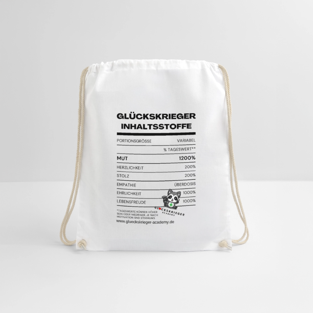 Glückskrieger Turnbeutel – Stärke für unterwegs - white