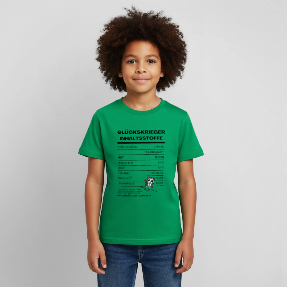 Glückskrieger Teen T-Shirt -Inhaltsstoffe: Mut & Lebensfreude - kelly green