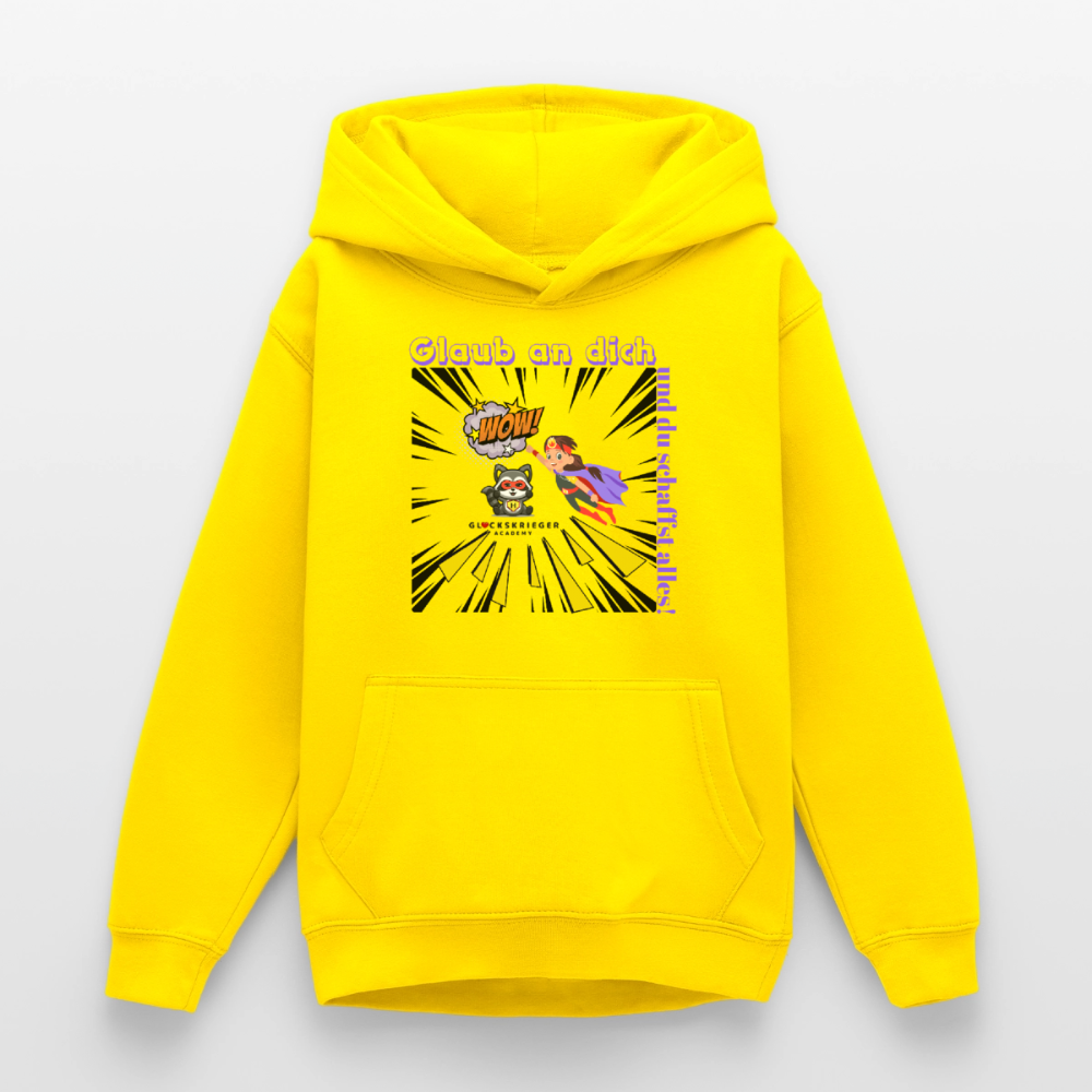 Glückskrieger Hoodie für Teens– Glaub an dich - yellow