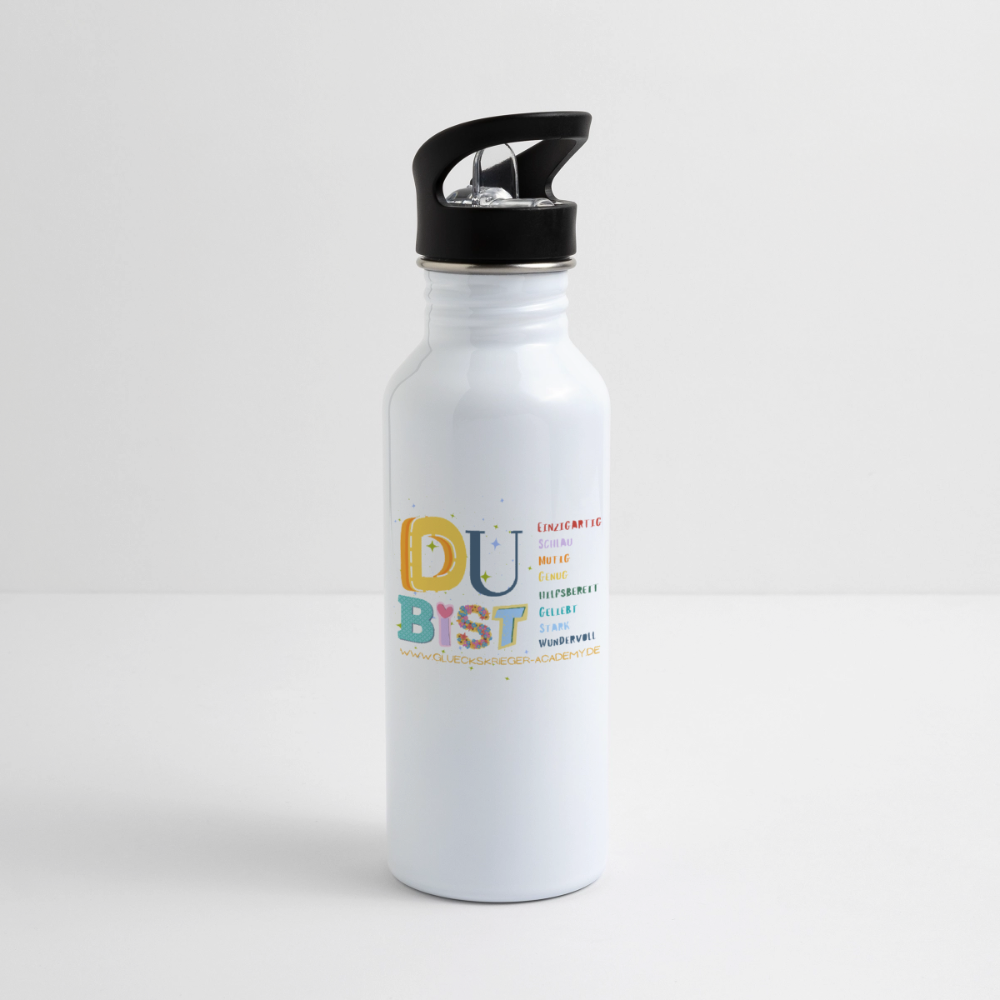 Glückskrieger Trinkflasche – Stark durch den Tag - white