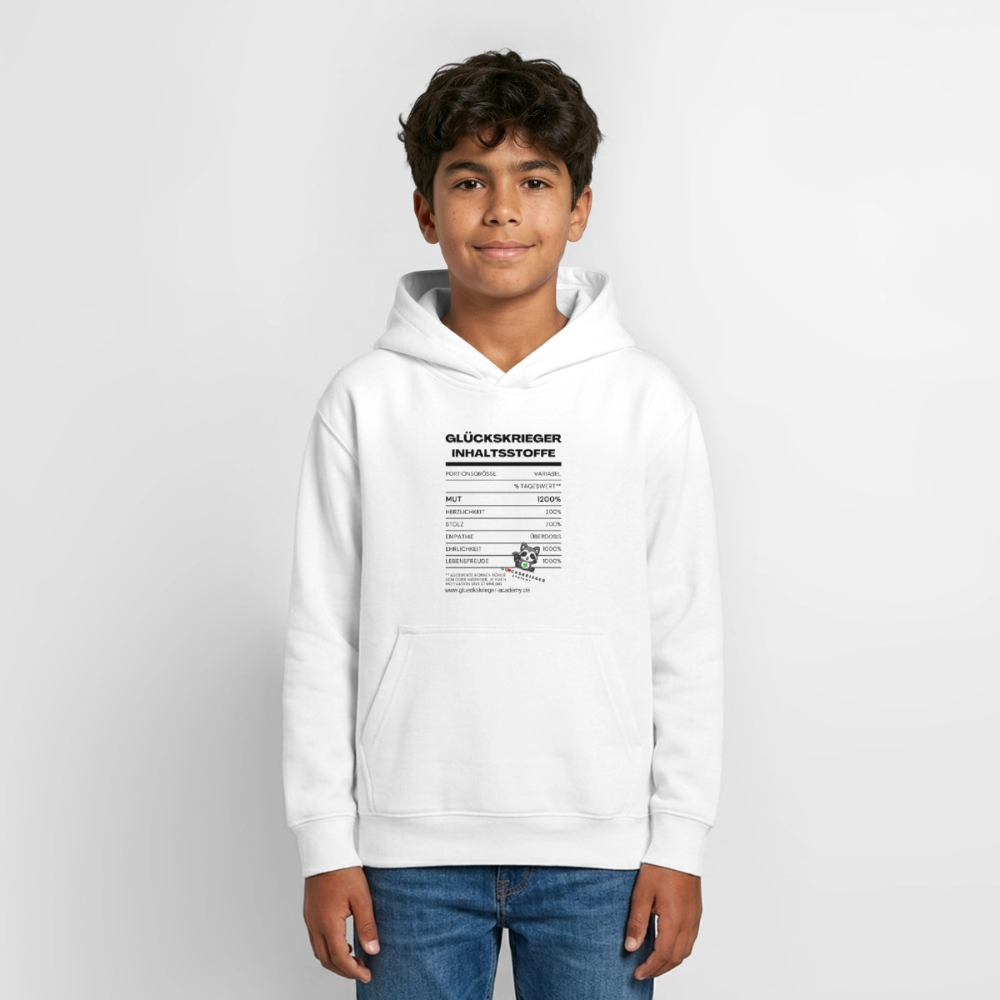 Glückskrieger Hoodie  für Teens– Inhaltsstoffe - white
