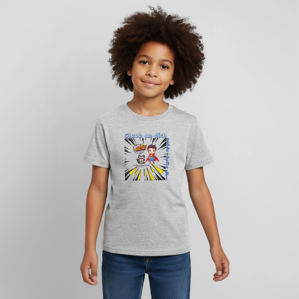 Glückskrieger Kinder T-Shirt – Glaub an dich - heather grey