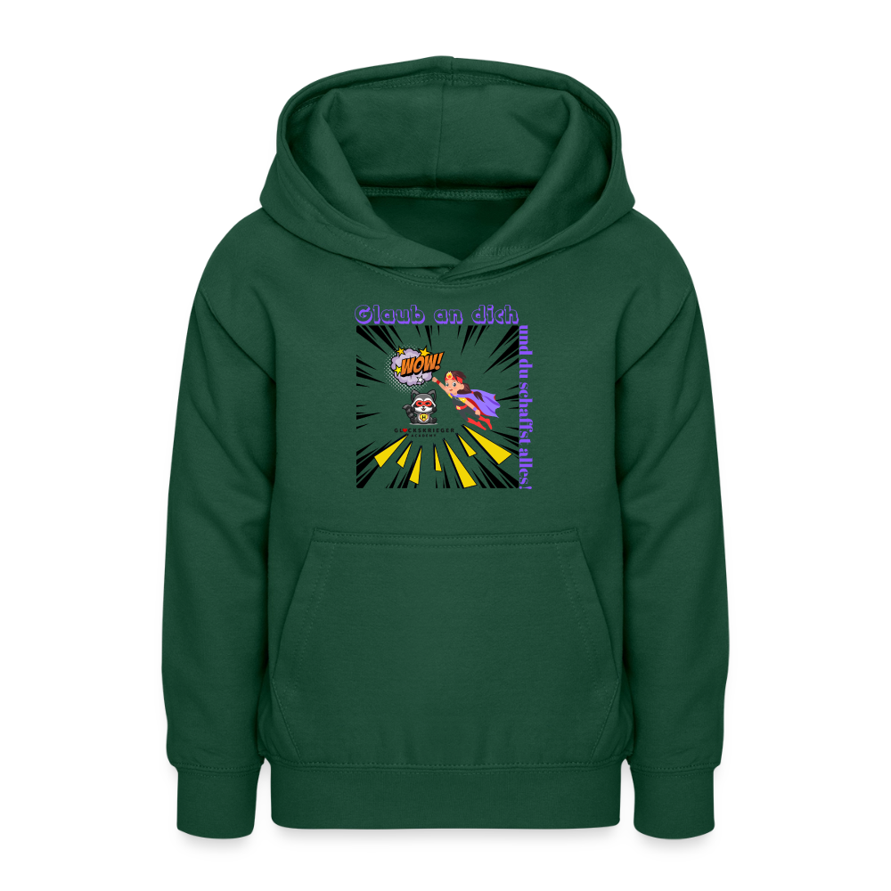 Glückskrieger Hoodie für Teens– Glaub an dich - bottle green