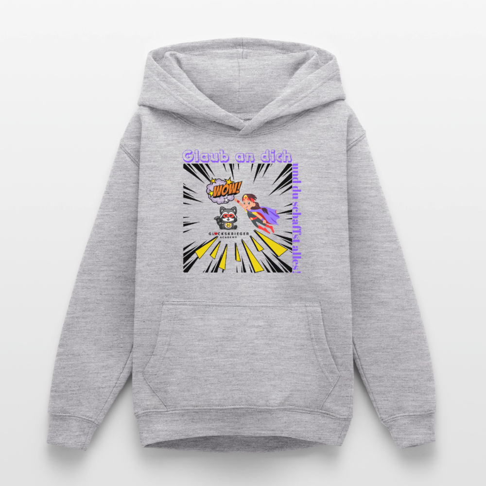 Glückskrieger Hoodie für Teens– Glaub an dich - light heather grey