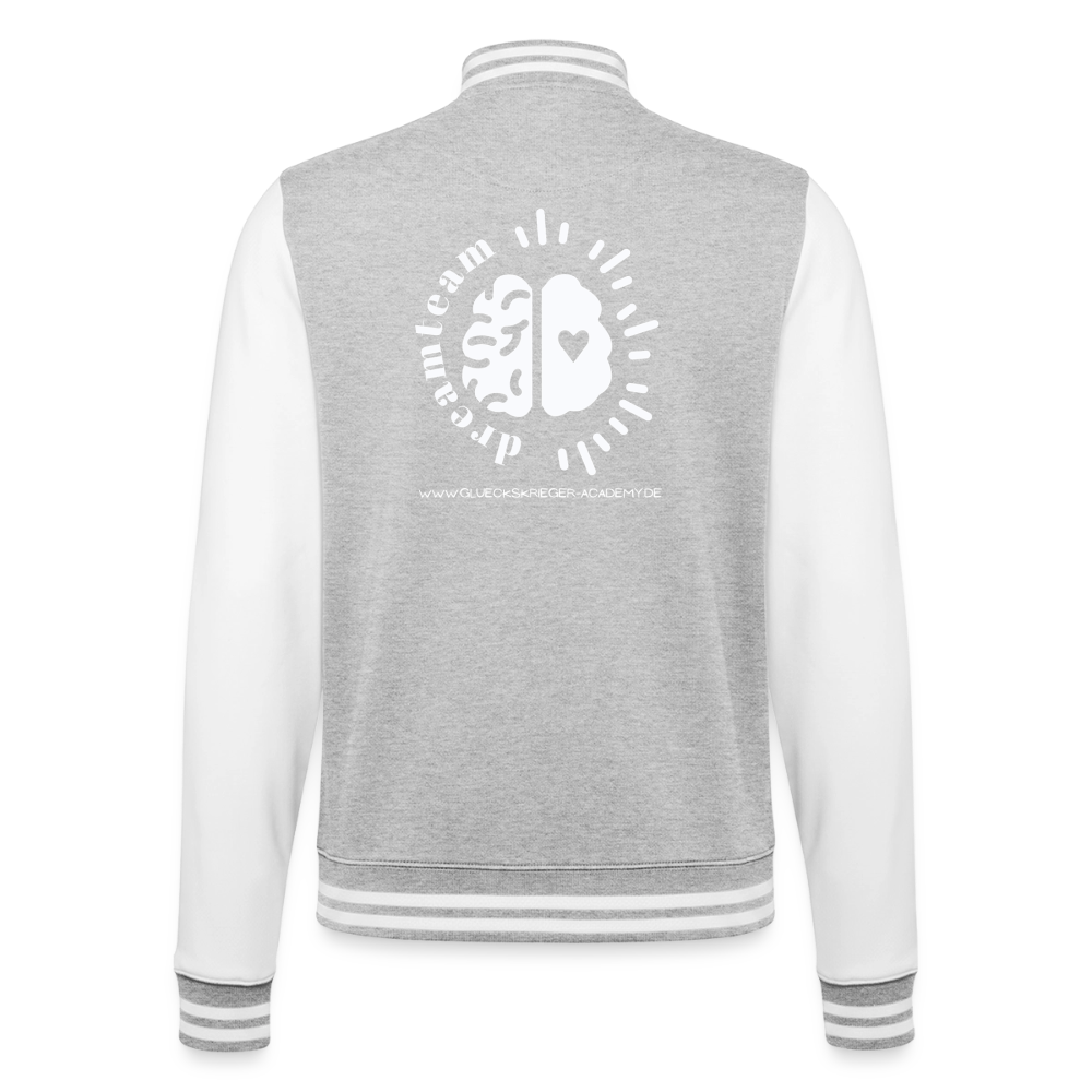 College Jacke – Team Glückskrieger - heather grey/white