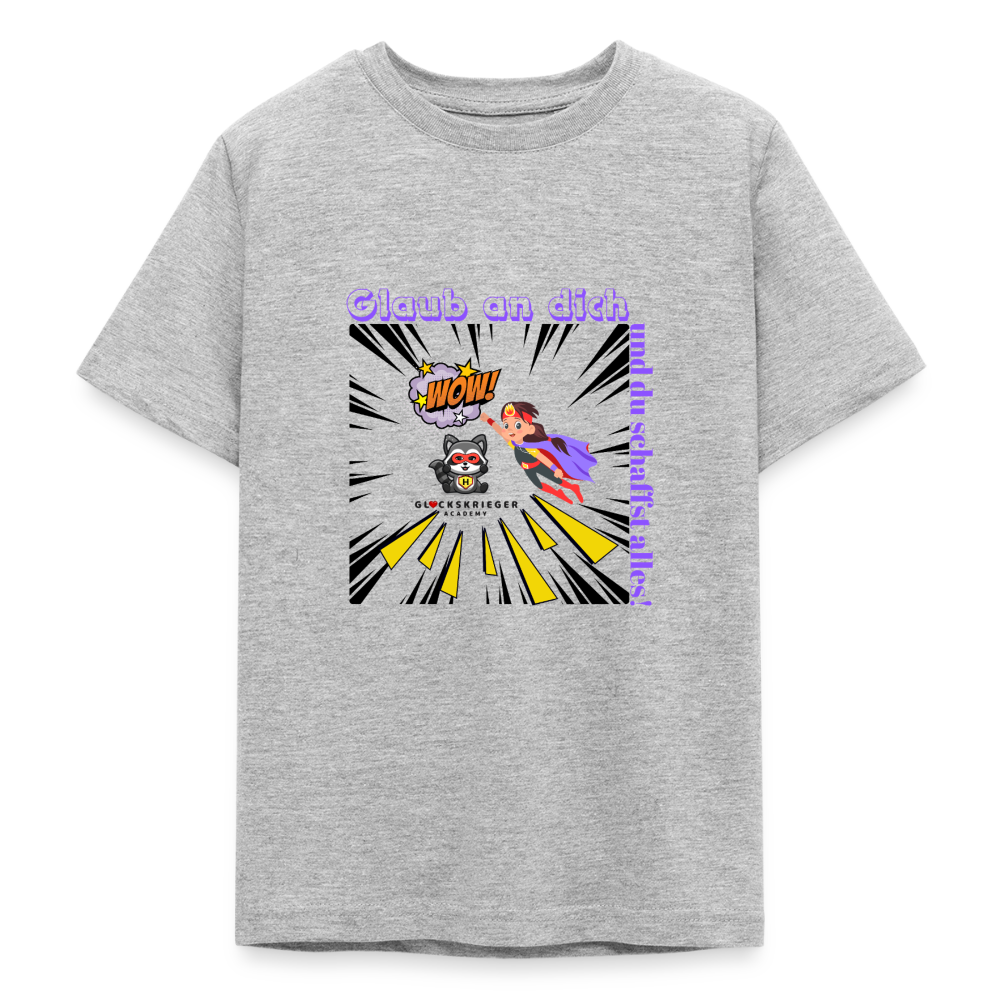Glückskrieger T-Shirt für Teens– Glaub an dich - heather grey