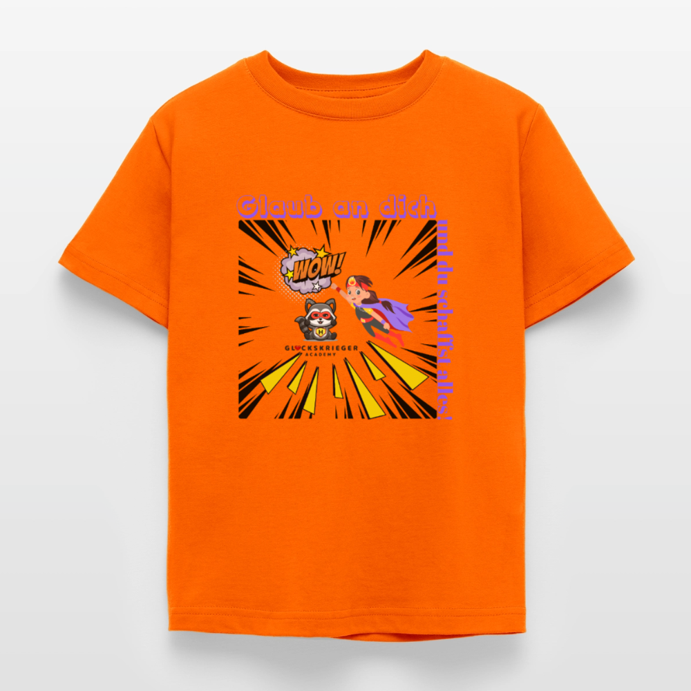 Glückskrieger Kinder T-Shirt – Glaub an dich - orange