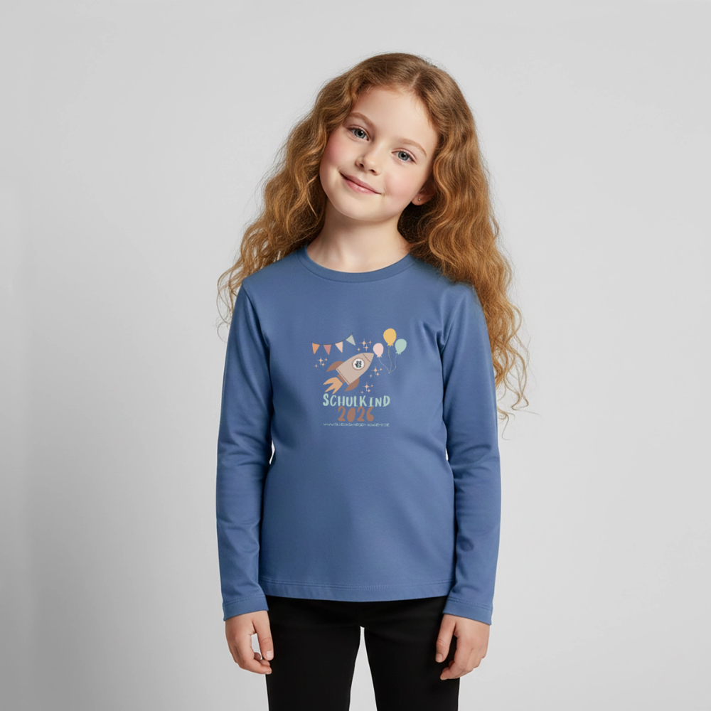 Langarmshirt für kleine Glückskrieger, Schulkind 2026 - stone blue