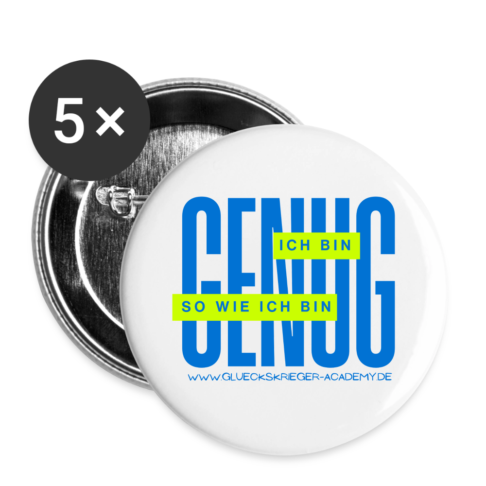Glückskrieger Button – Genug - white