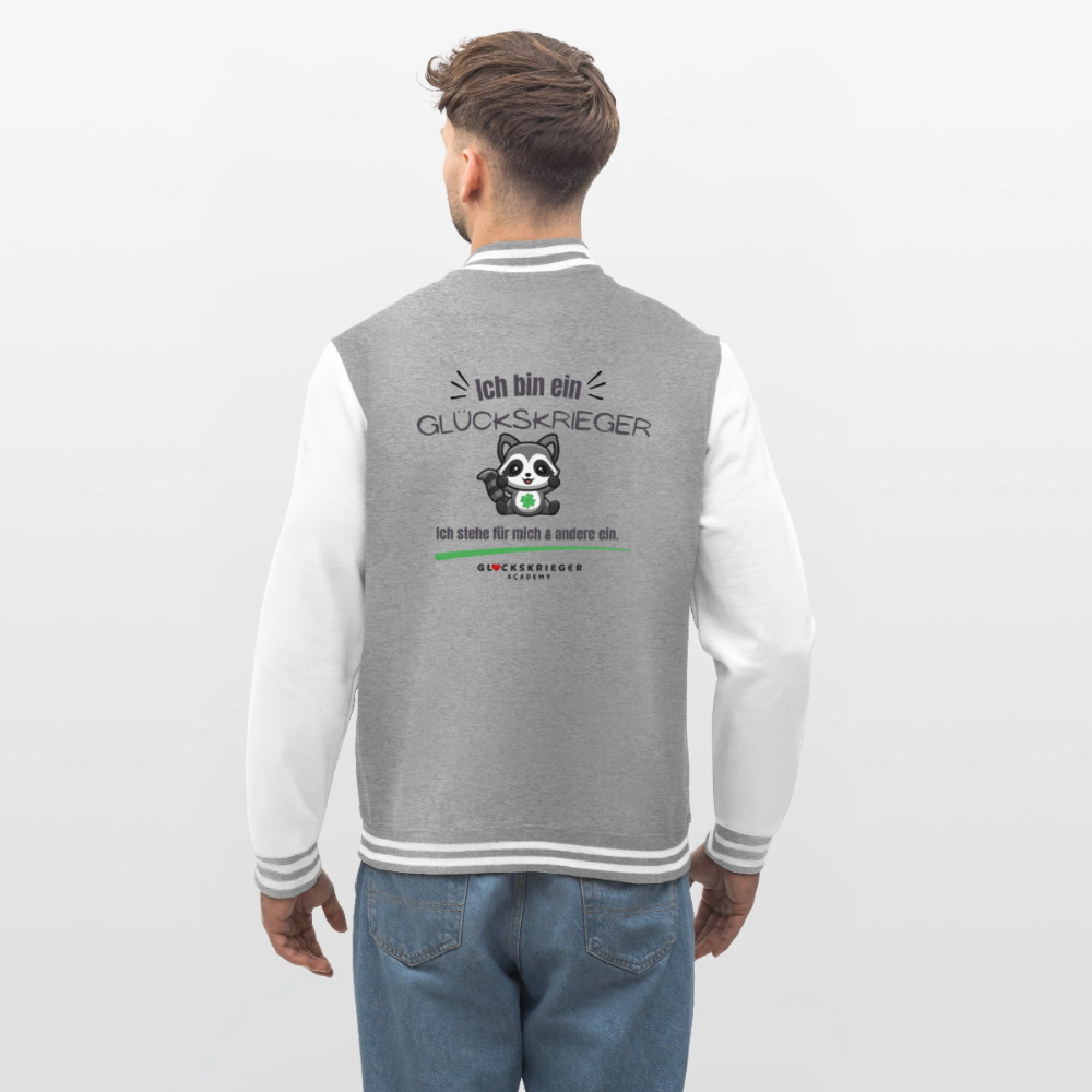College Jacke – Team Glückskrieger - heather grey/white