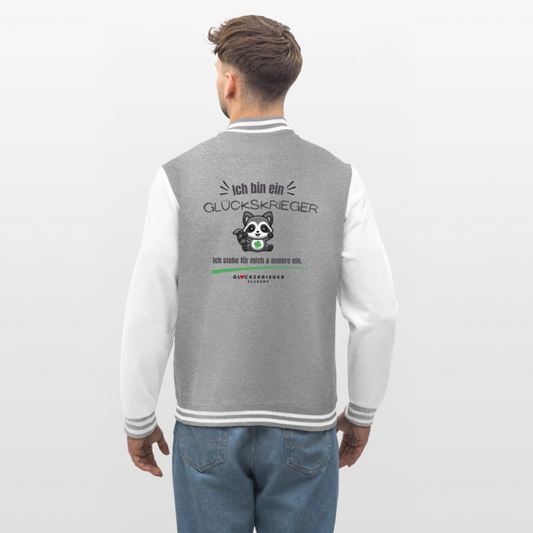 College Jacke – Team Glückskrieger - heather grey/white
