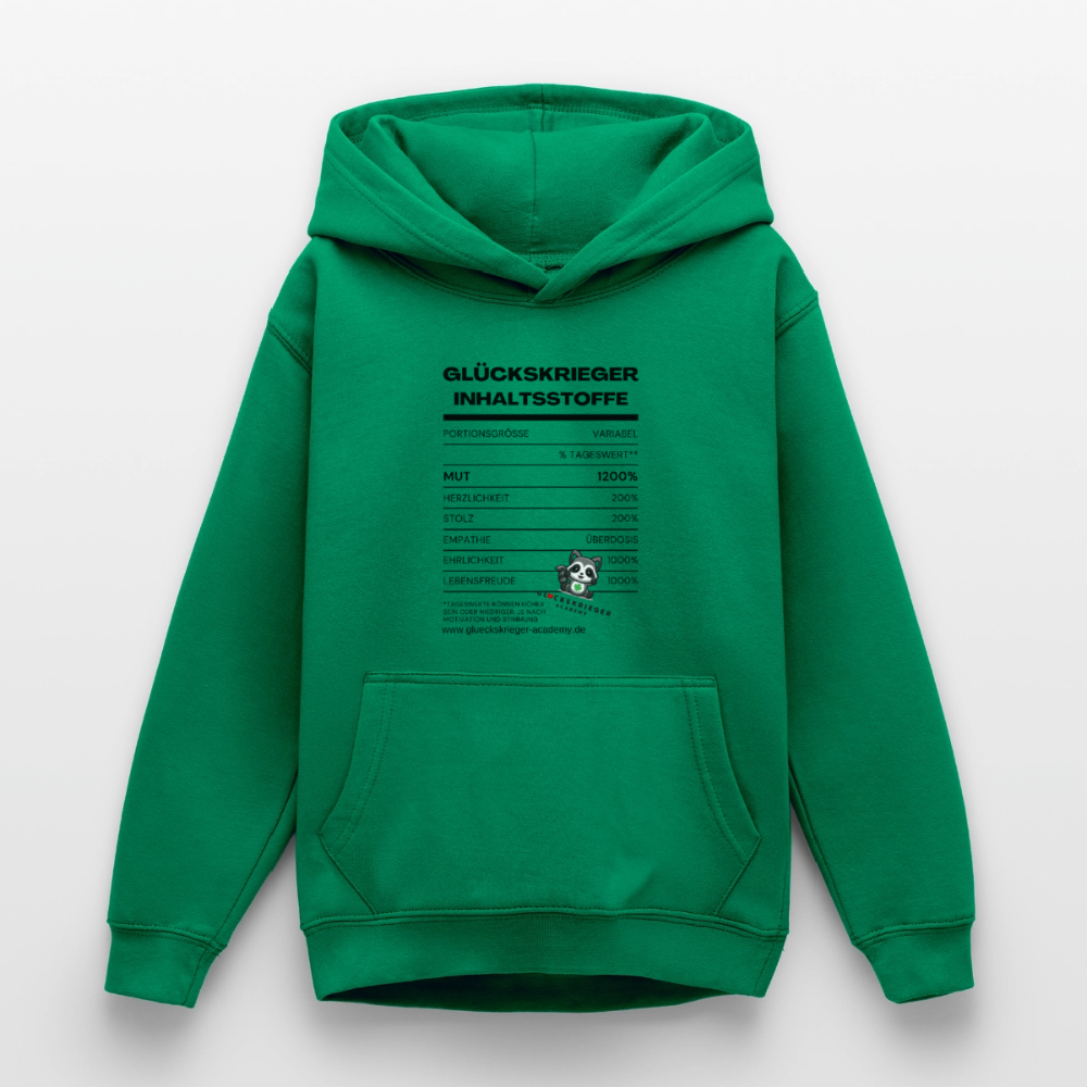 Glückskrieger Hoodie  für Teens– Inhaltsstoffe - kelly green
