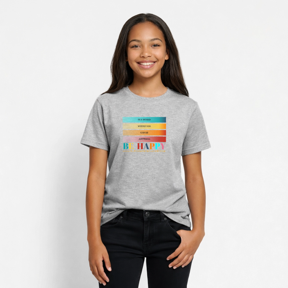 T-Shirt für Teens- Happy - heather grey