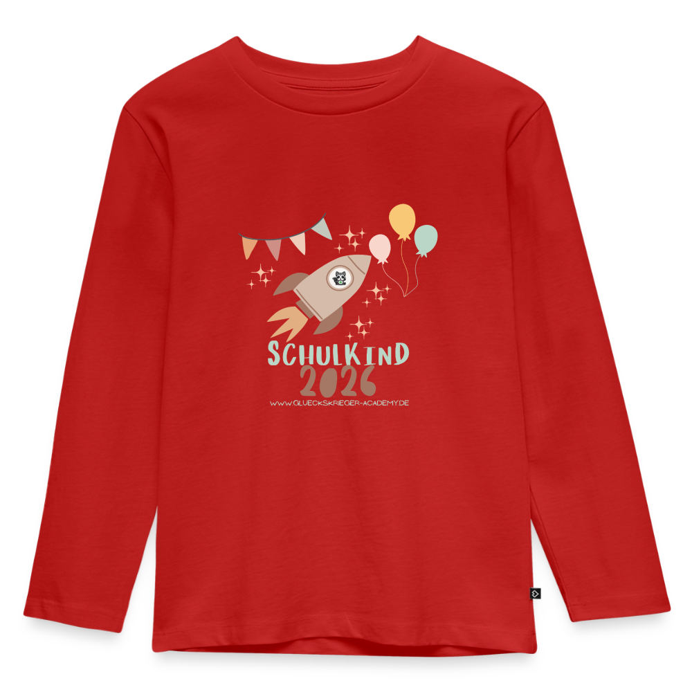 Langarmshirt für kleine Glückskrieger, Schulkind 2026 - red