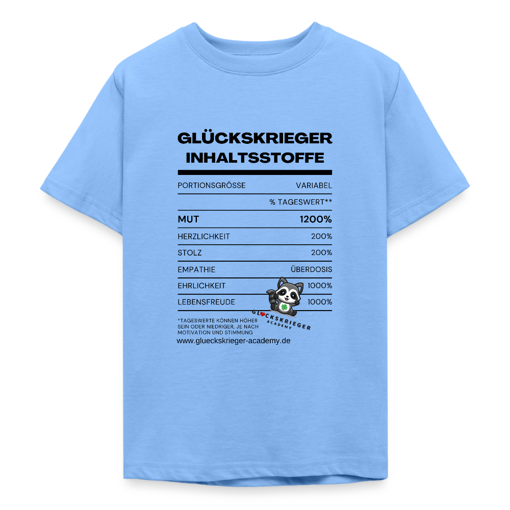 Glückskrieger T-Shirt für Teens  -Inhaltsstoffe: Mut & Lebensfreude - sky blue