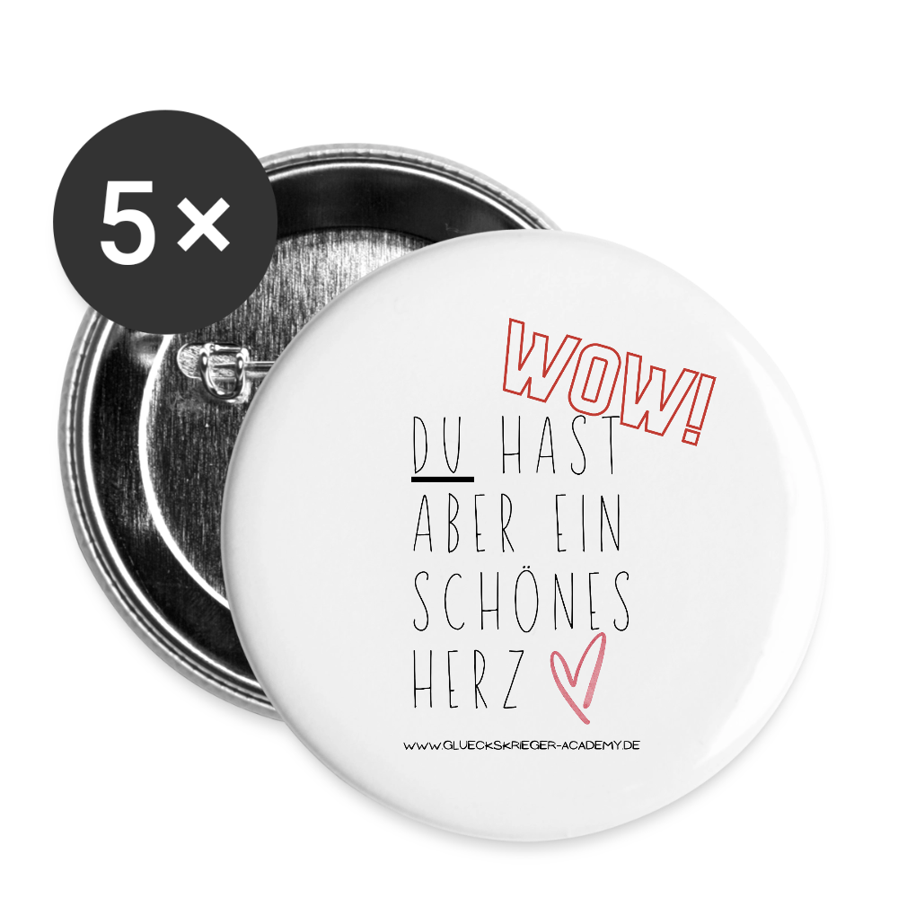 Glückskrieger Button – Herz - white