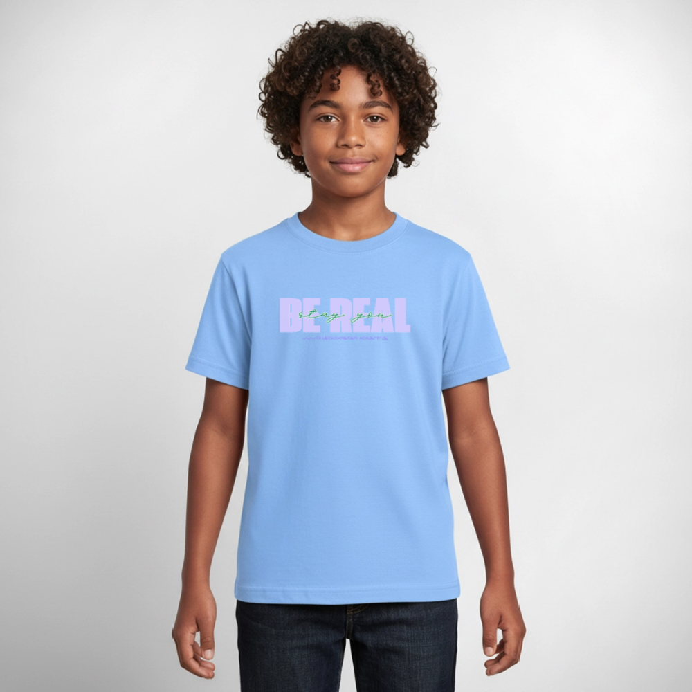 T-Shirt für Teens- BE REAL - sky blue