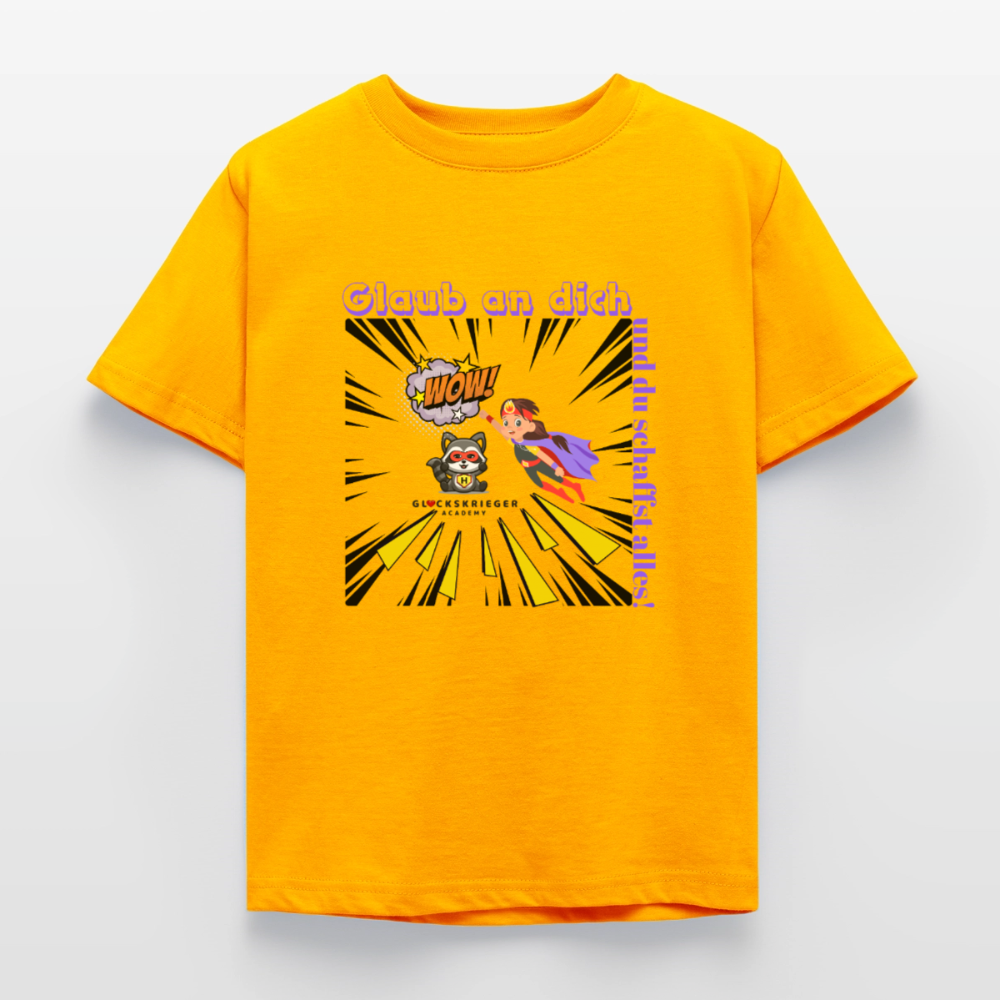 Glückskrieger Kinder T-Shirt – Glaub an dich - gold