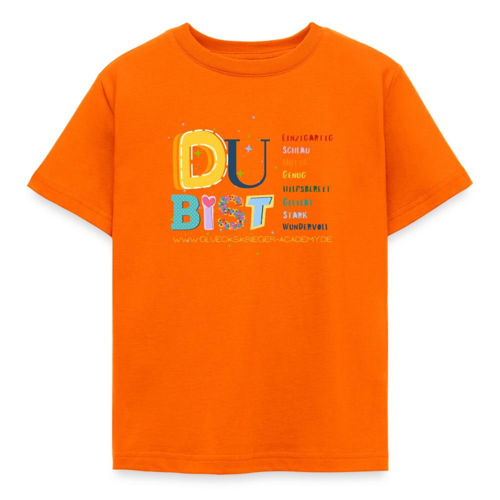 Glückskrieger Kinder T-Shirt – Du bist einzigartig & stark - orange