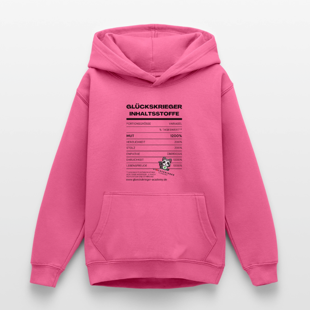 Glückskrieger Hoodie  für Teens– Inhaltsstoffe - pink