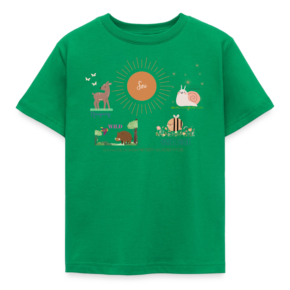 Glückskrieger Kinder T-Shirt – Sei mutig, frei & unbeschwert - kelly green