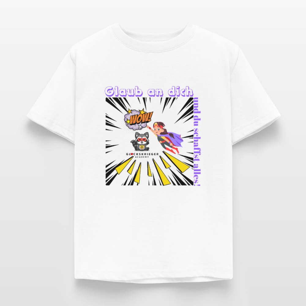Glückskrieger Kinder T-Shirt – Glaub an dich - white