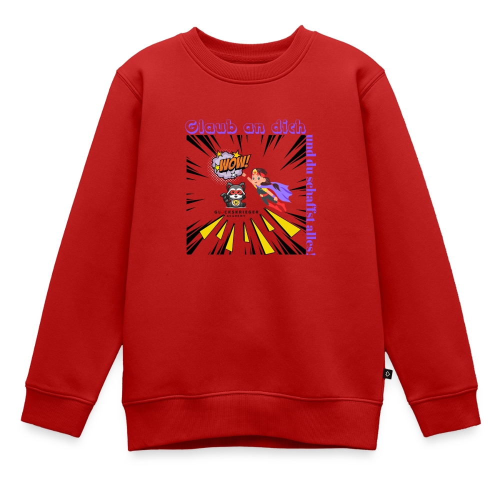 Glückskrieger Kinder Pullover– Glaub an dich - red
