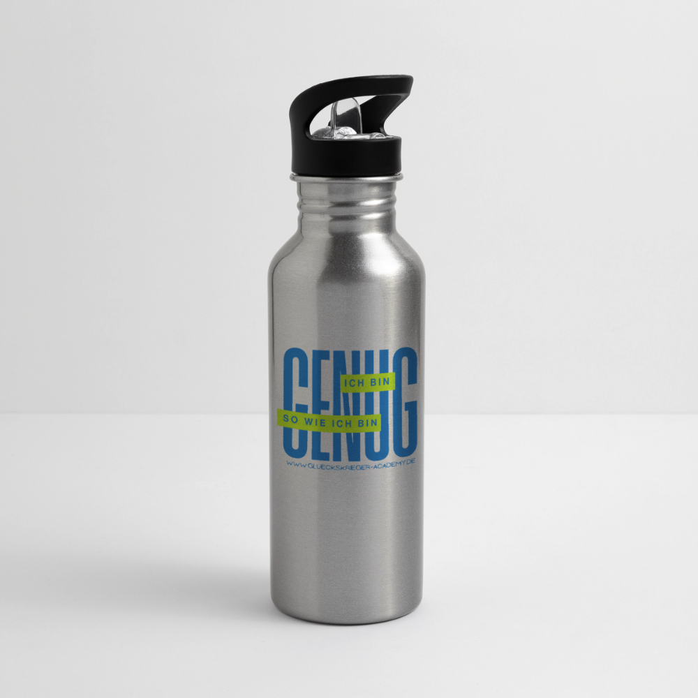 Glückskrieger Trinkflasche – Genug - silver