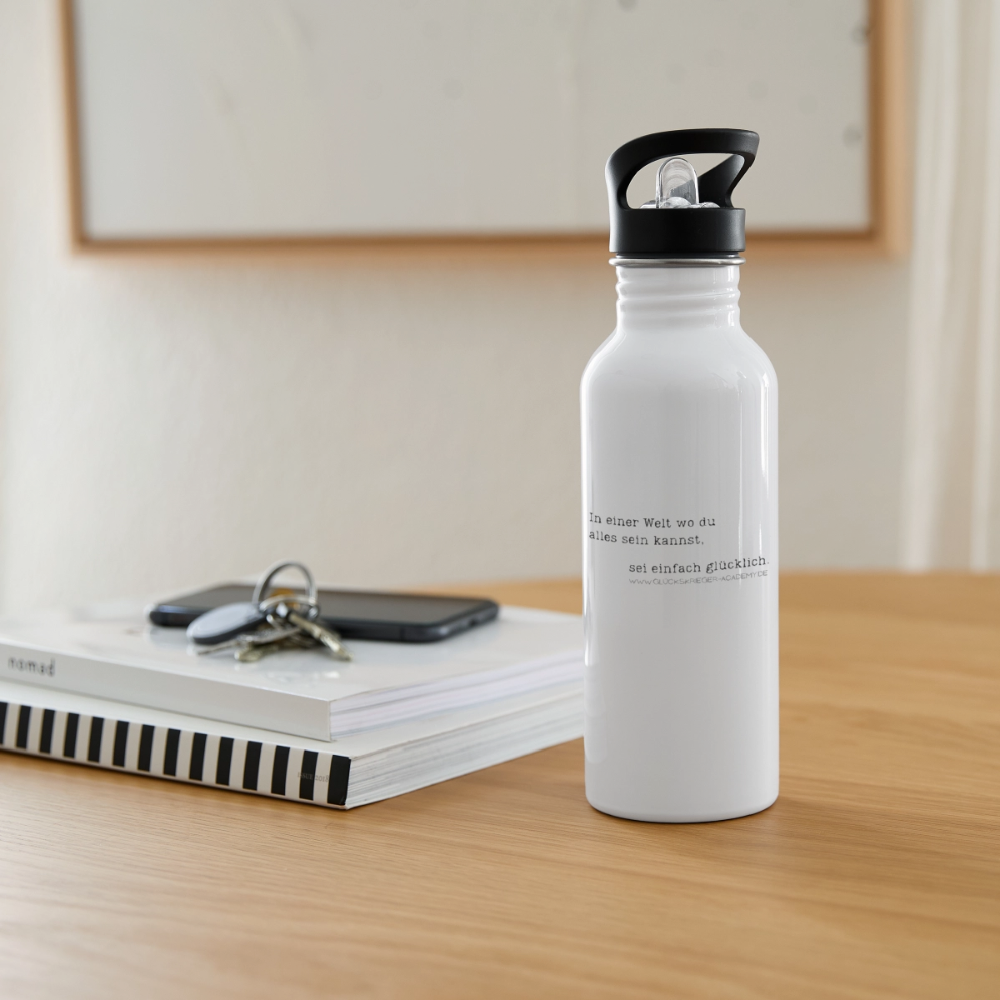 Glückskrieger Trinkflasche – Sei glücklich - white