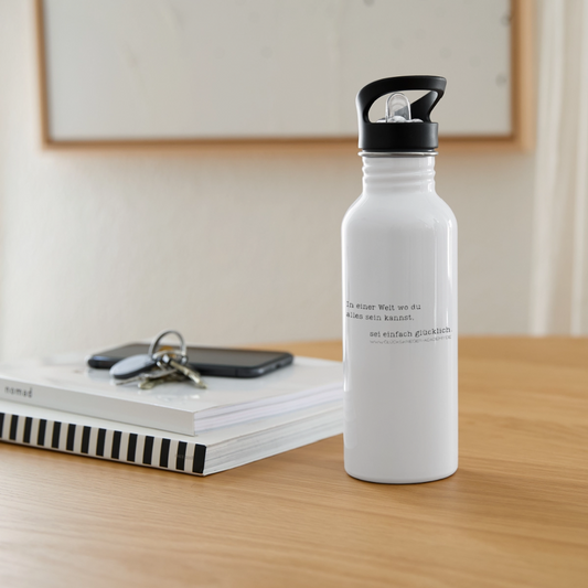 Glückskrieger Trinkflasche – Sei glücklich - white
