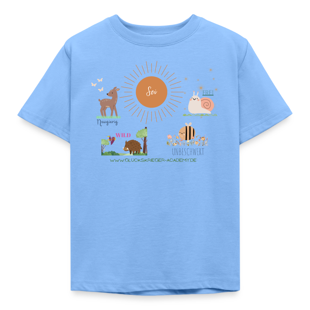 Glückskrieger Kinder T-Shirt – Sei mutig, frei & unbeschwert - sky blue