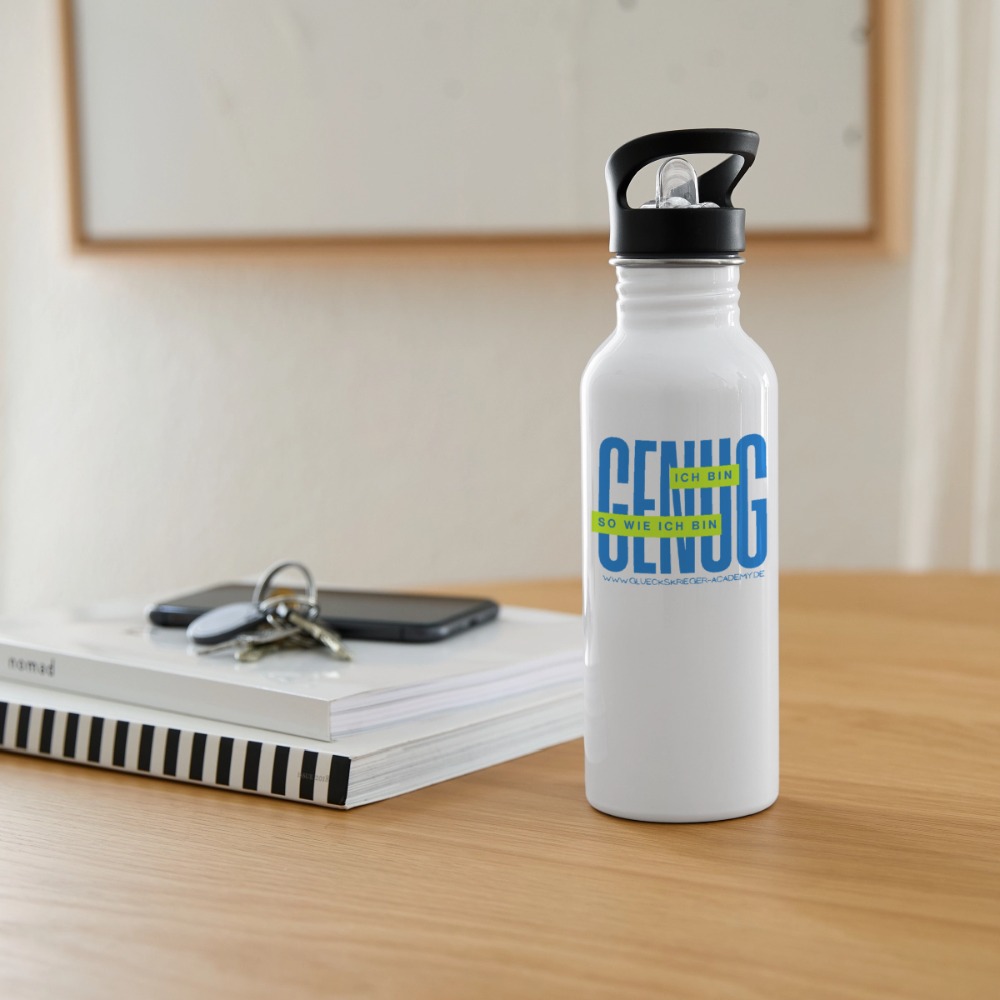 Glückskrieger Trinkflasche – Genug - white