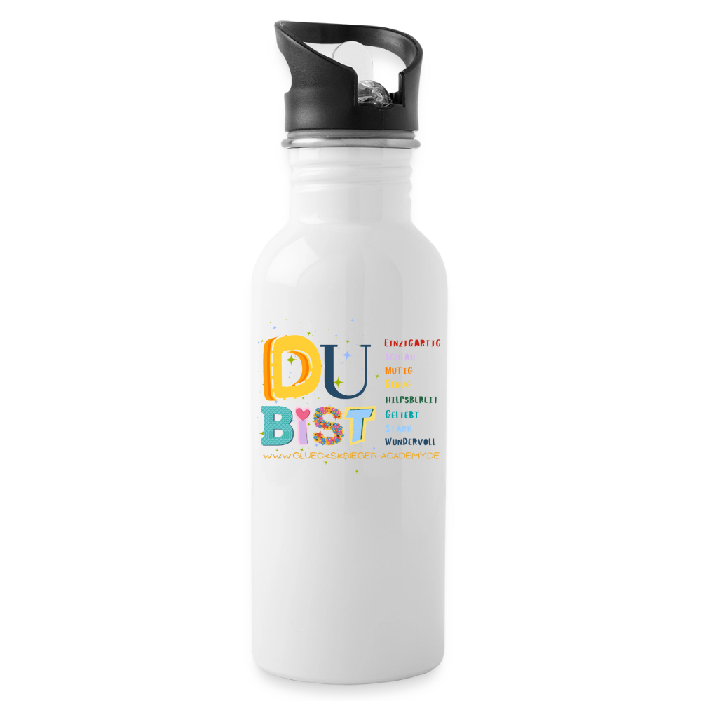 Glückskrieger Trinkflasche – Stark durch den Tag - white