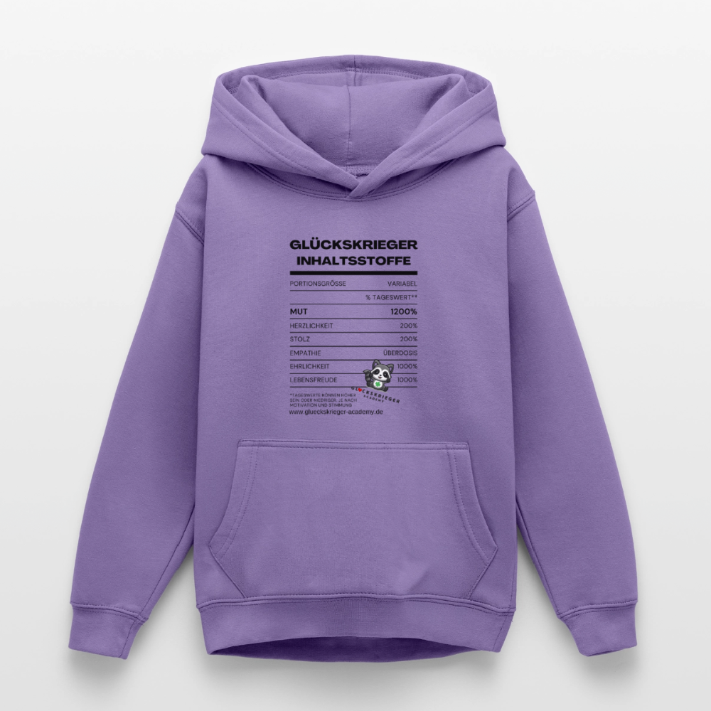 Glückskrieger Hoodie  für Teens– Inhaltsstoffe - lavender