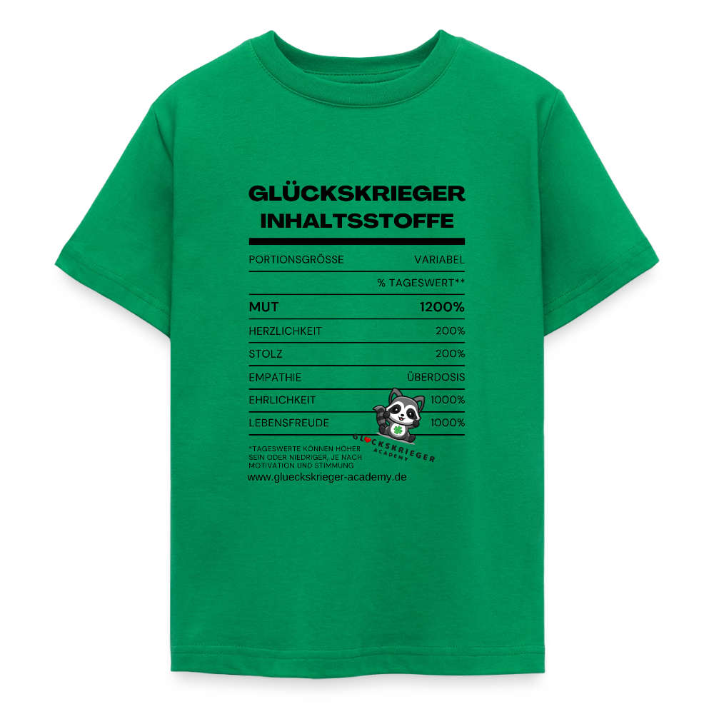 Glückskrieger T-Shirt für Teens  -Inhaltsstoffe: Mut & Lebensfreude - kelly green