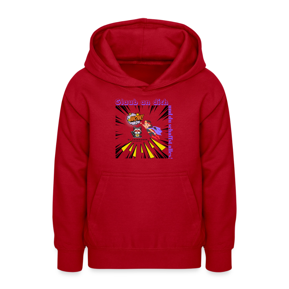 Glückskrieger Hoodie für Teens– Glaub an dich - red