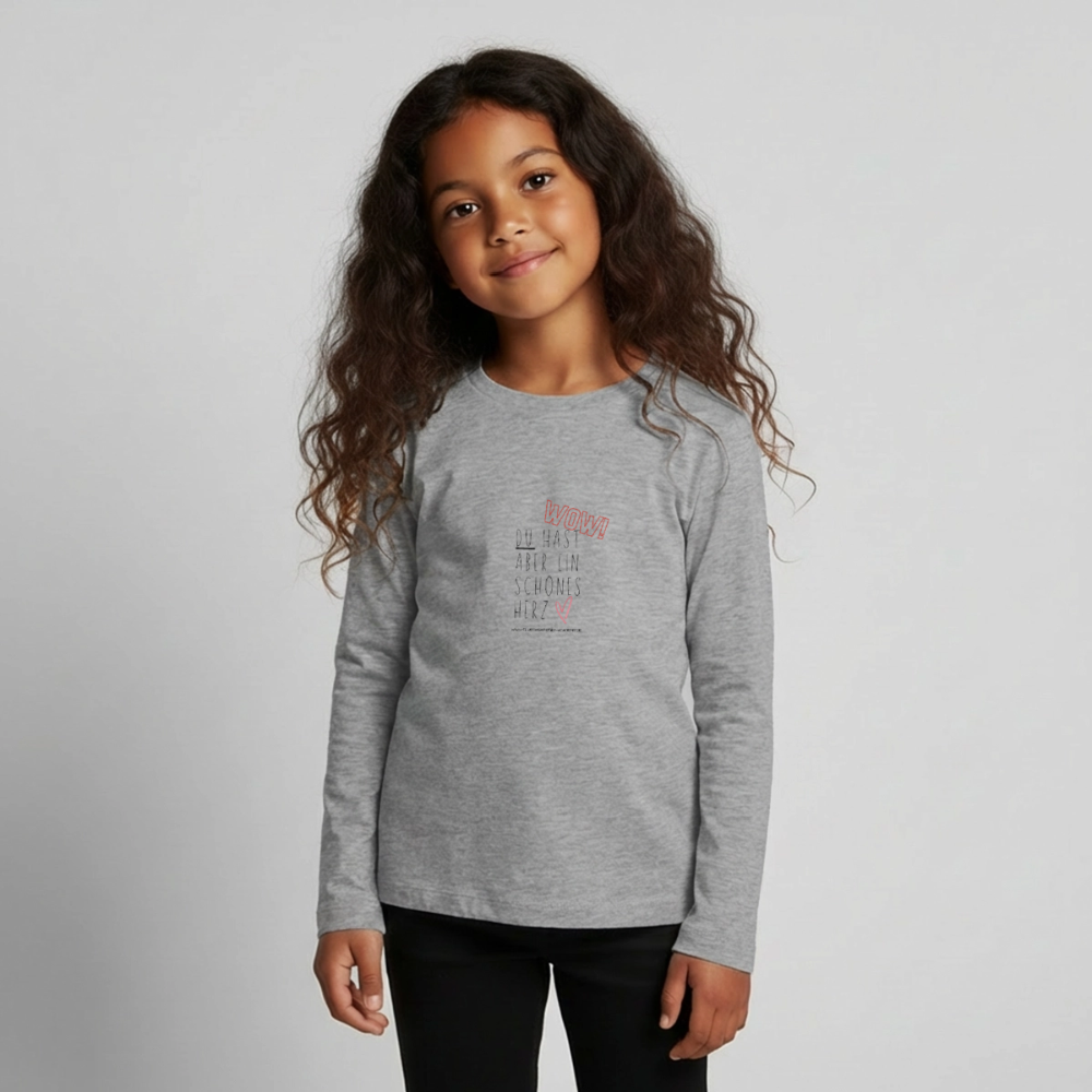Langarmshirt für kleine Glückskrieger-Herz - heather grey