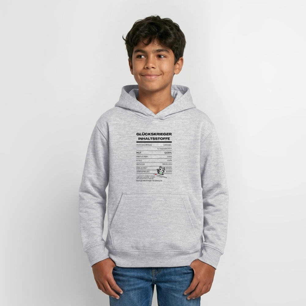 Glückskrieger Hoodie  für Teens– Inhaltsstoffe - light heather grey