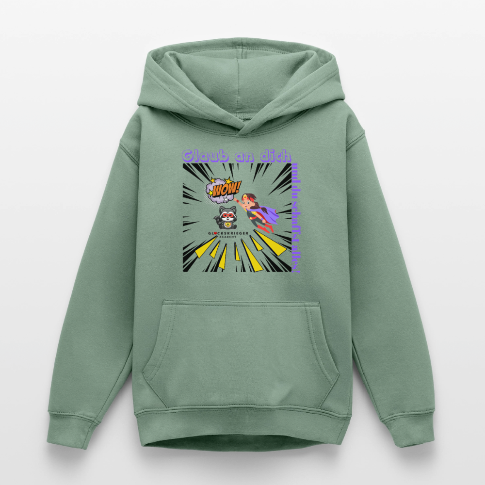 Glückskrieger Hoodie für Teens– Glaub an dich - steel green