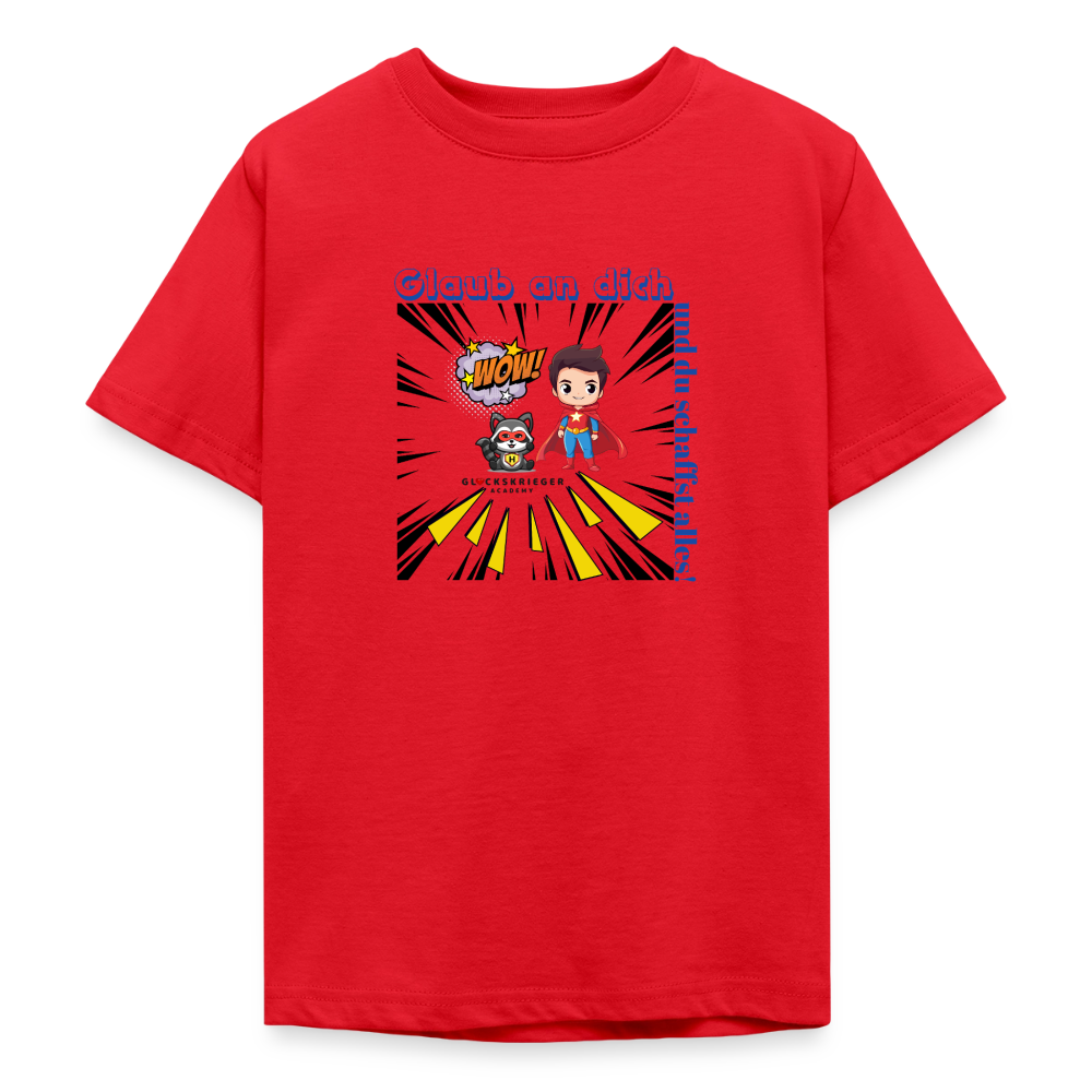 Glückskrieger T-Shirt für Teens– Glaub an dich - red