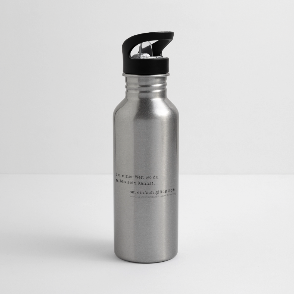 Glückskrieger Trinkflasche – Sei glücklich - silver