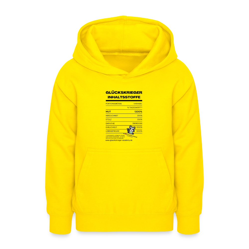 Glückskrieger Hoodie  für Teens– Inhaltsstoffe - yellow