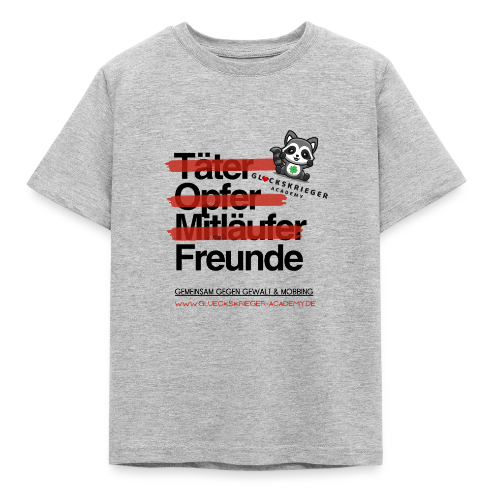 Glückskrieger Kinder T-Shirt – Freunde statt Täter & Opfer - heather grey