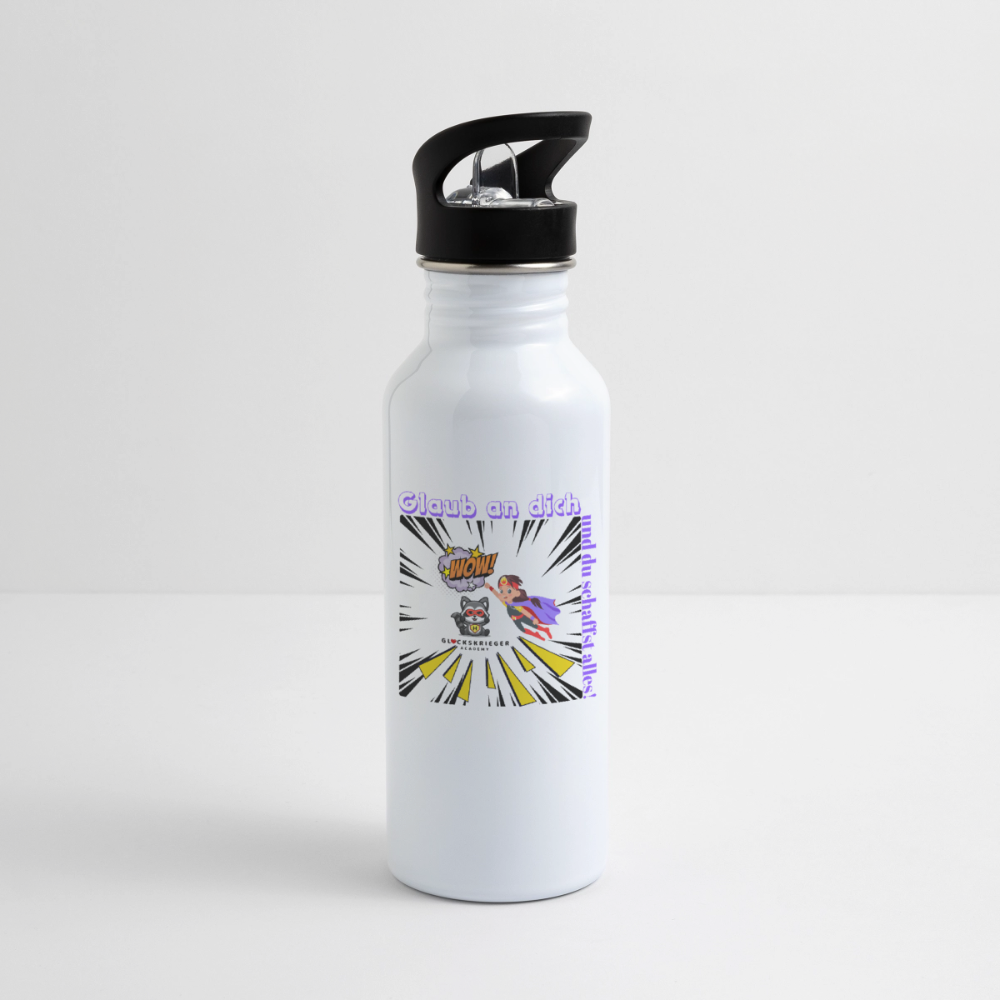 Glückskrieger Trinkflasche – Stark durch den Tag - white