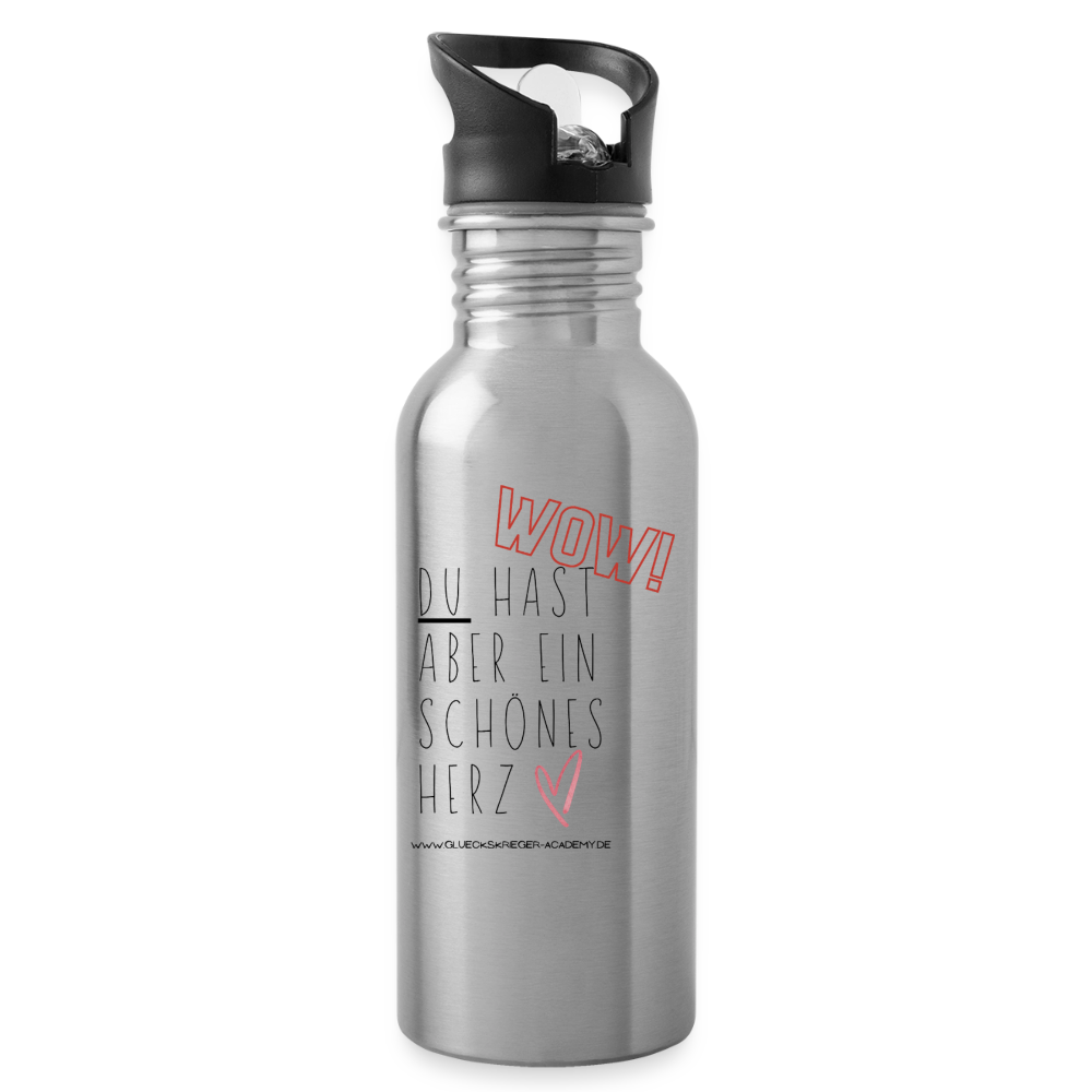 Glückskrieger Trinkflasche – Herz - silver