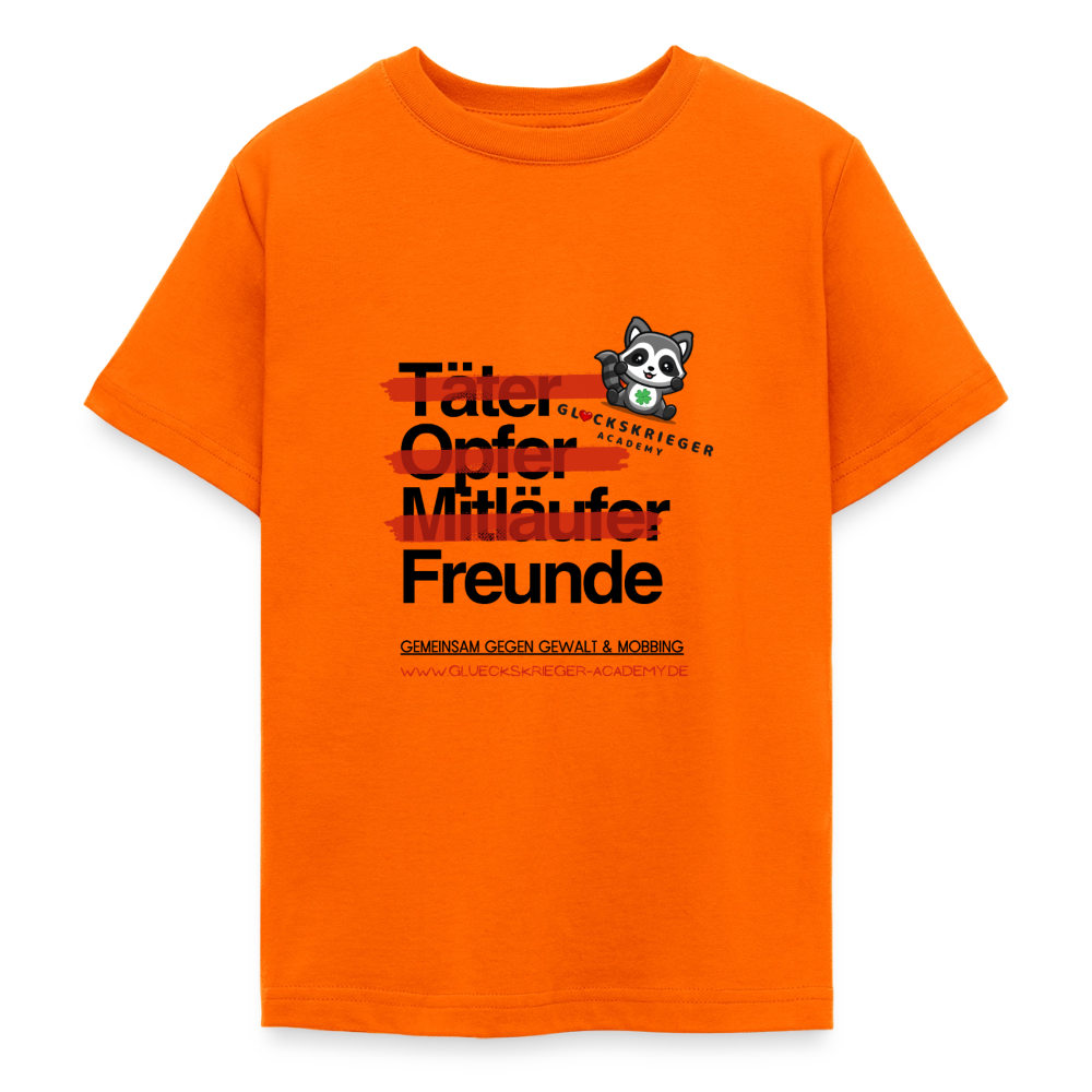 Glückskrieger T-Shirt für Teens– Freunde statt Täter & Opfer - orange