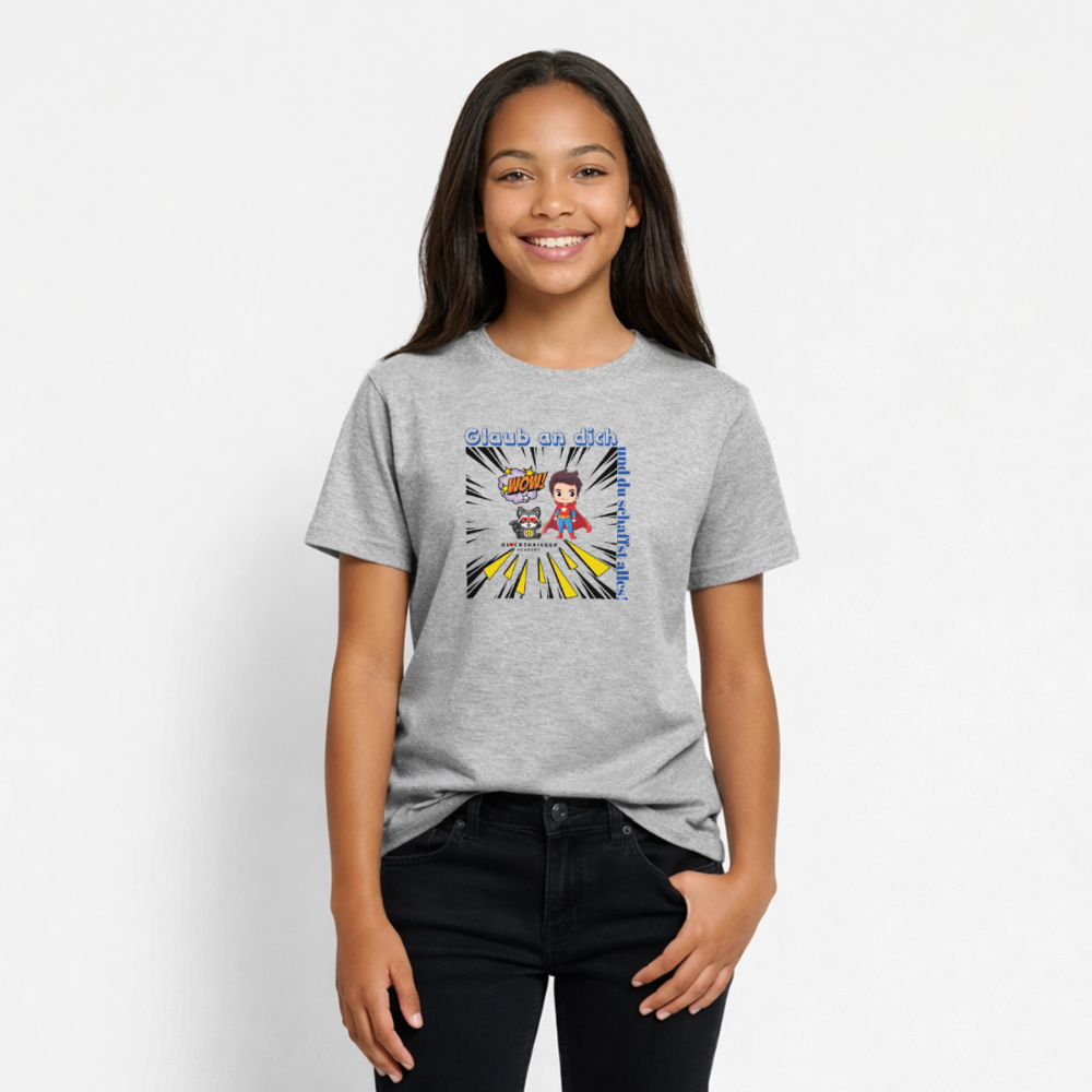 Glückskrieger T-Shirt für Teens– Glaub an dich - heather grey