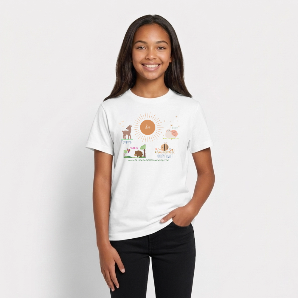Glückskrieger T-Shirt für Teens – Sei mutig, frei & unbeschwert - white